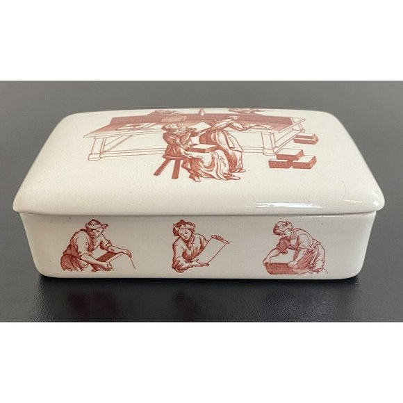 Wedgwood Wiggins Teape Group Papermakers Butter Dish 1961 Trinket Box 5" long - Picture 3 of 10